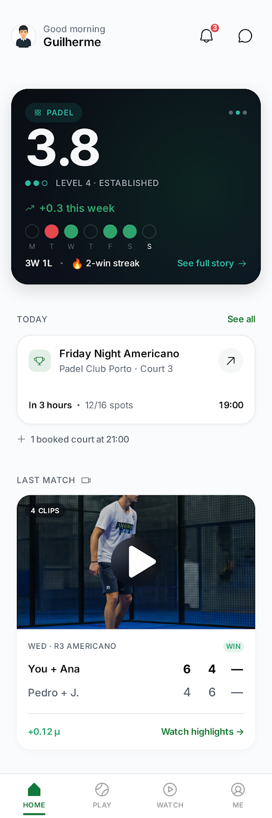 Field player app — Home